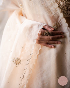Afreen Jamia Organza Odhani (Ivory Gold)