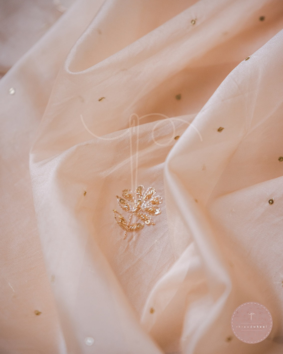 Afreen Jamia Organza Odhani (Ivory Gold)