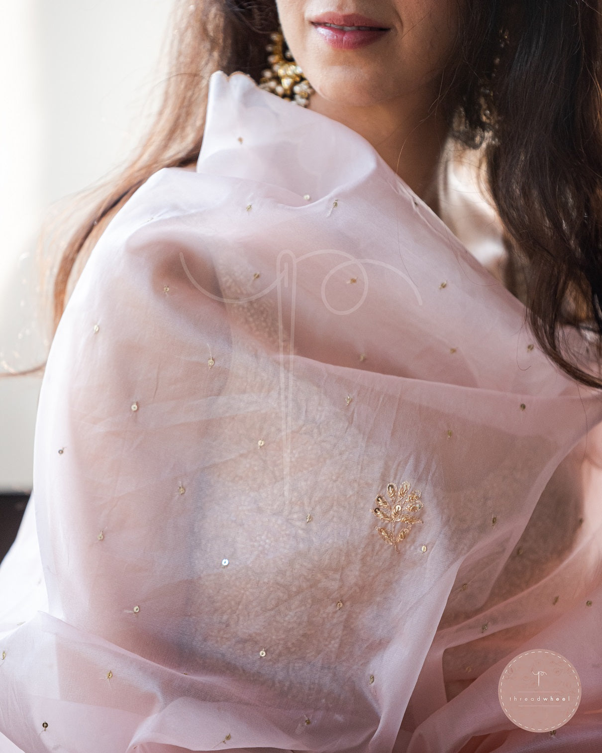 Afreen Jamia Organza Odhani (Light Pink)