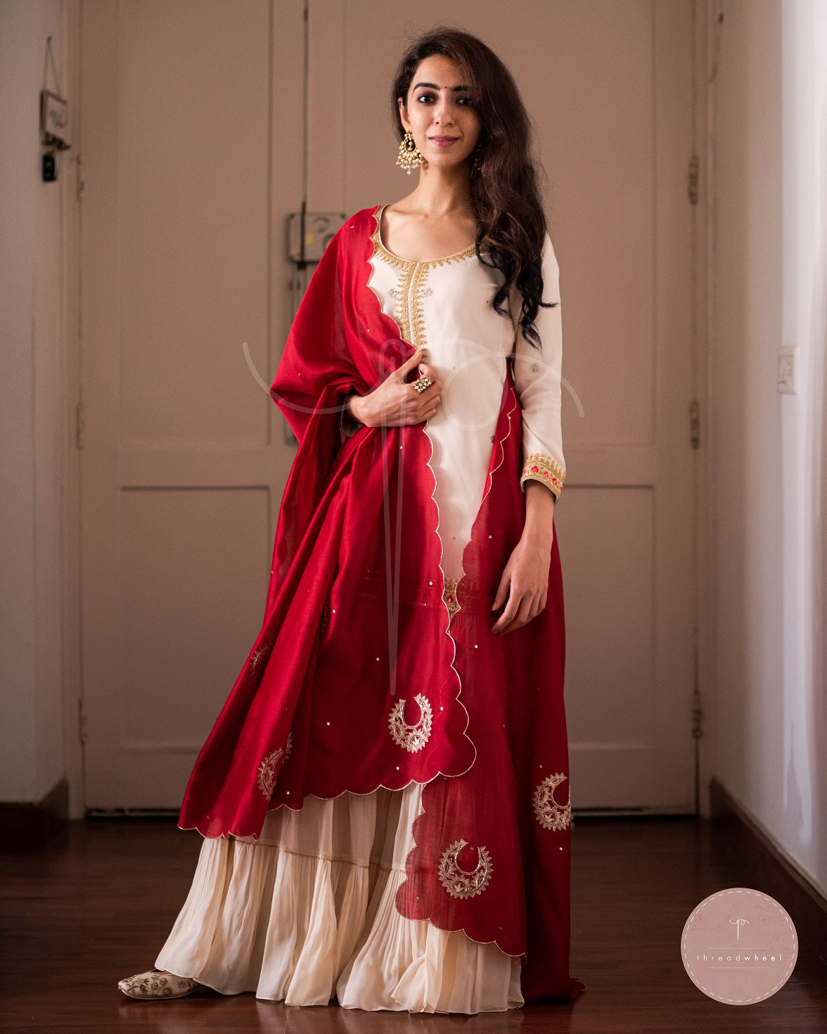 Afreen Faiza Chanderi Silk Odhani (Red)