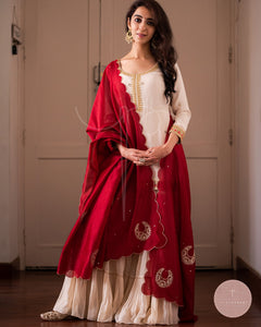 Afreen Faiza Chanderi Silk Odhani (Red)