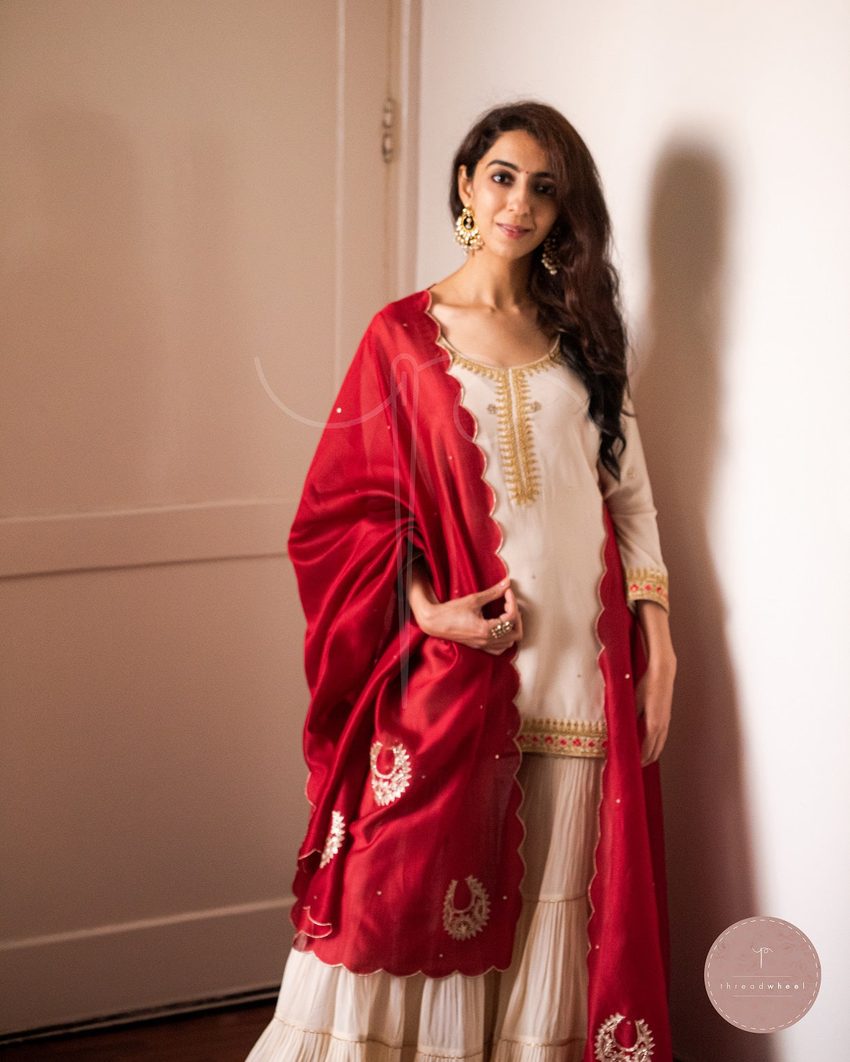 Afreen Faiza Chanderi Silk Odhani (Red)