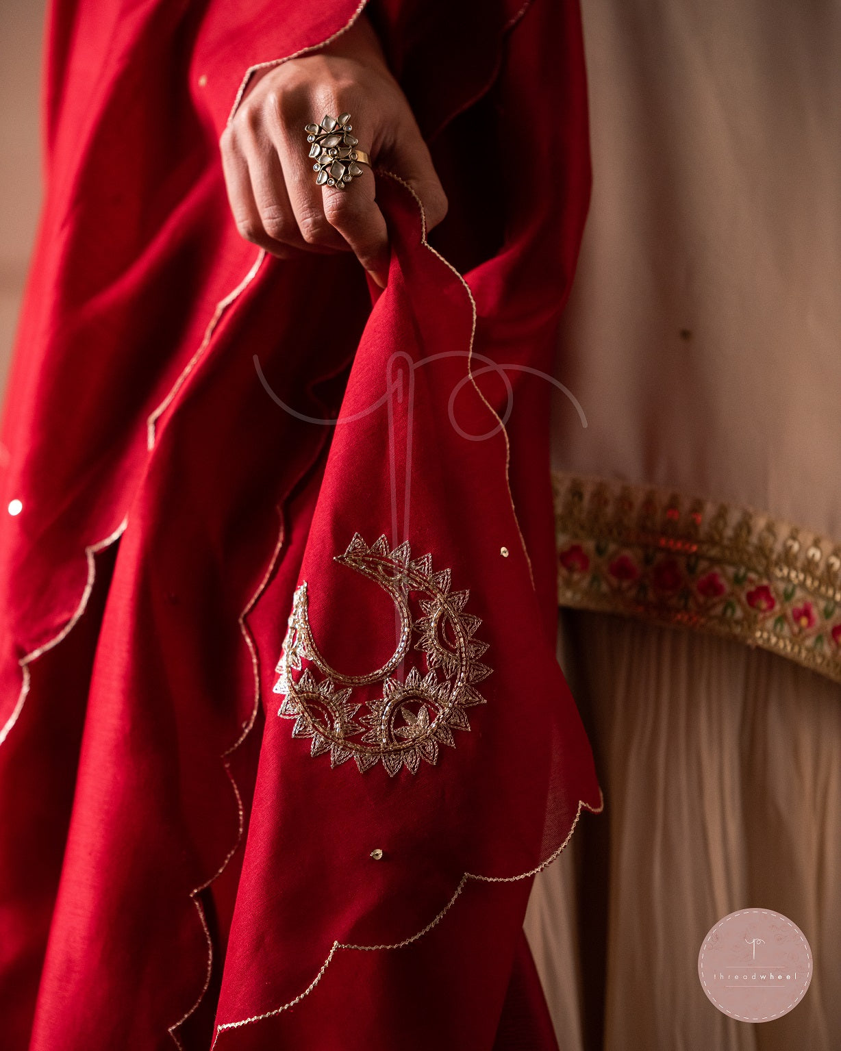 Afreen Faiza Chanderi Silk Odhani (Red)