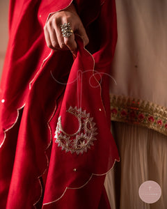 Afreen Faiza Chanderi Silk Odhani (Red)