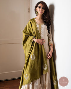 Afreen Faiza Chanderi Silk Odhani (Green)