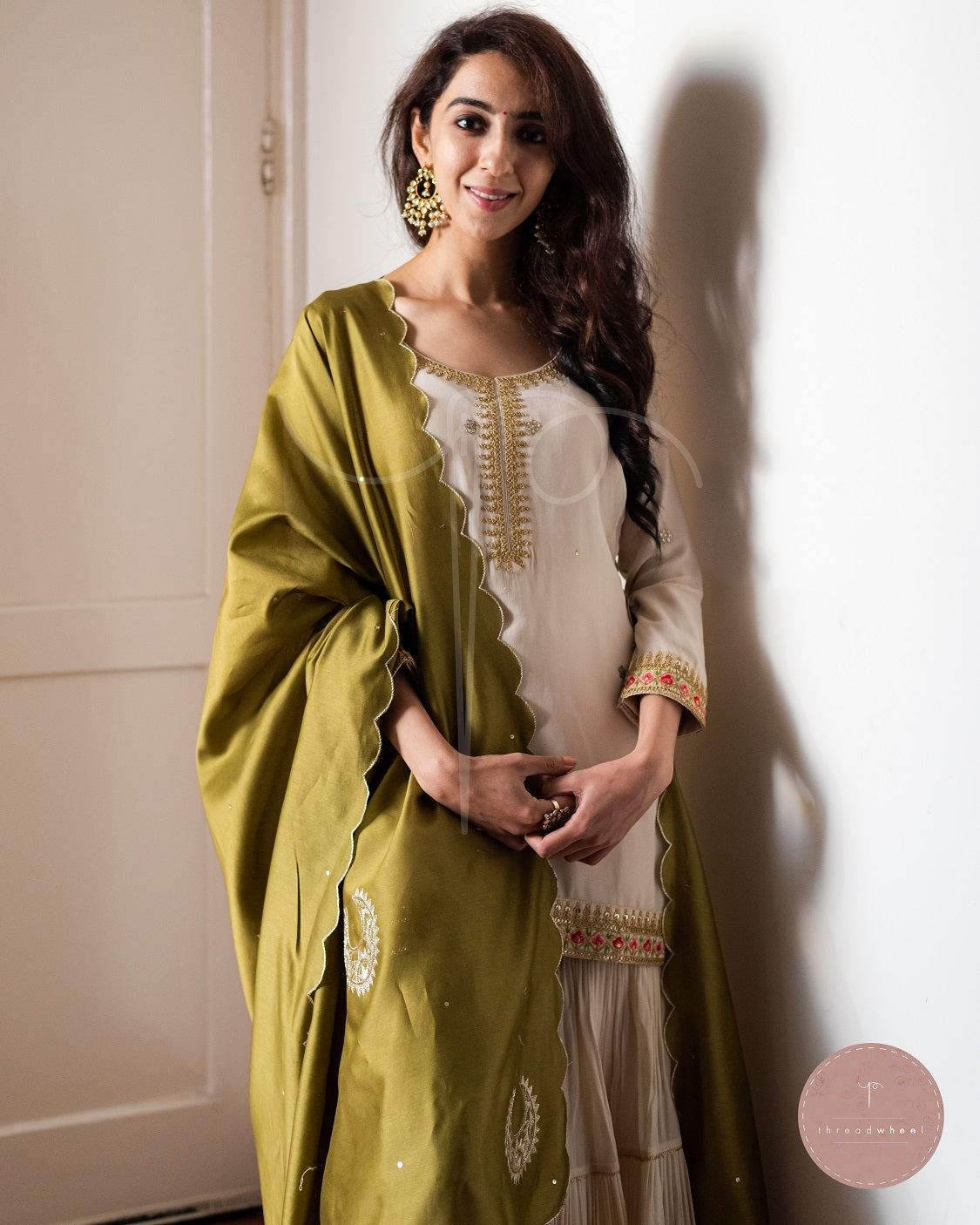 Afreen Faiza Chanderi Silk Odhani (Green)