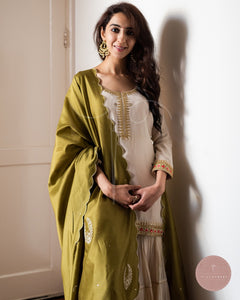 Afreen Faiza Chanderi Silk Odhani (Green)