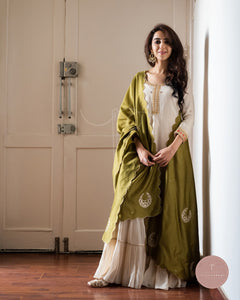 Afreen Faiza Chanderi Silk Odhani (Green)