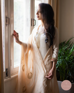 Afreen Faiza Chanderi Silk Odhani (Beige)