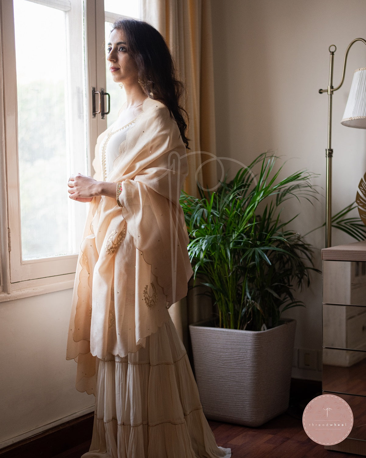 Afreen Faiza Chanderi Silk Odhani (Beige)